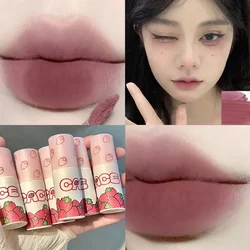 Lovely Strawberry Lip Mud Clay Velvet Matte Lipstick Makeup Waterproof Long-lasting Smooth Red Lip Tint Pigment Lip Gloss 6Color