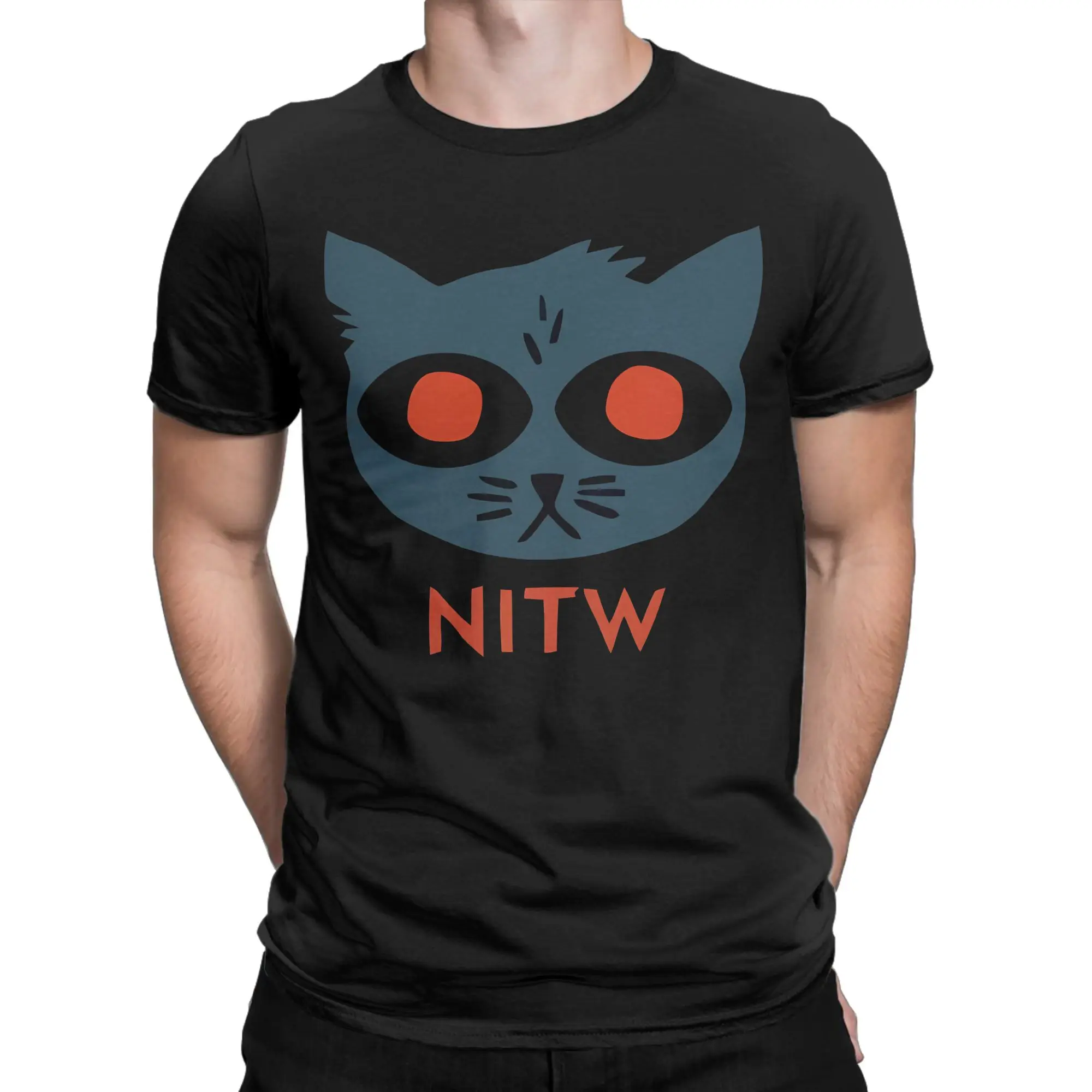 Small Town Animal Story Classic Night in The Woods Graphic Funny 100% Cotton T-Shirt Tops Tees For Men