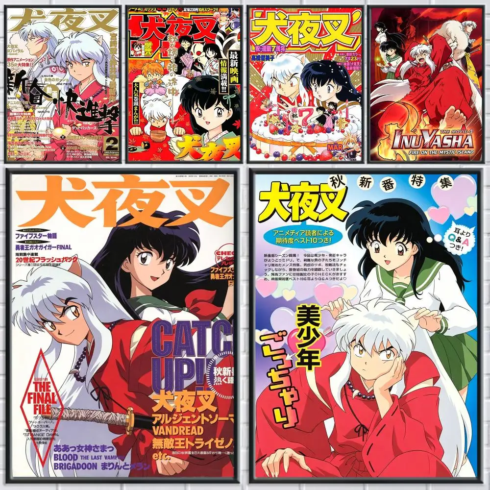 anime Inuyasha Poster Poster HD Self Adhesive Waterproof Art Print Wall Decor for Bedroom Living Room Home Gift