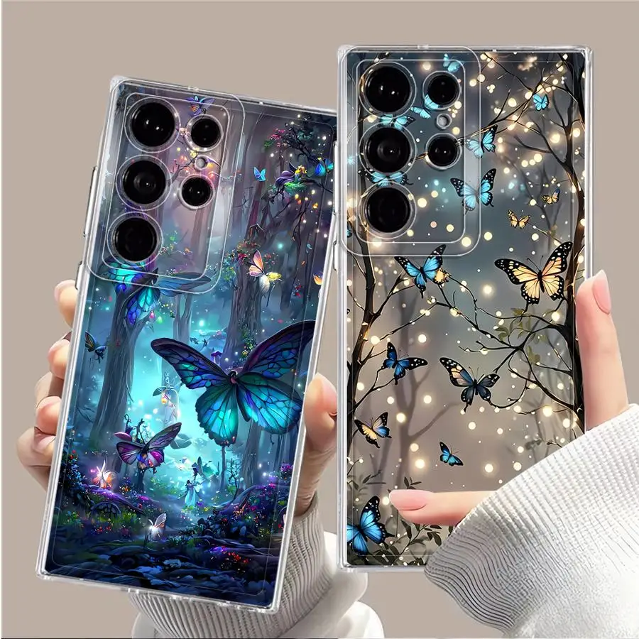 Schmetterlings-Design Handyhülle für Samsung Galaxy S26 Note 20 Ultra 10 S21 S22 FE S24 S25 Edge S20 Plus S23 Ultra