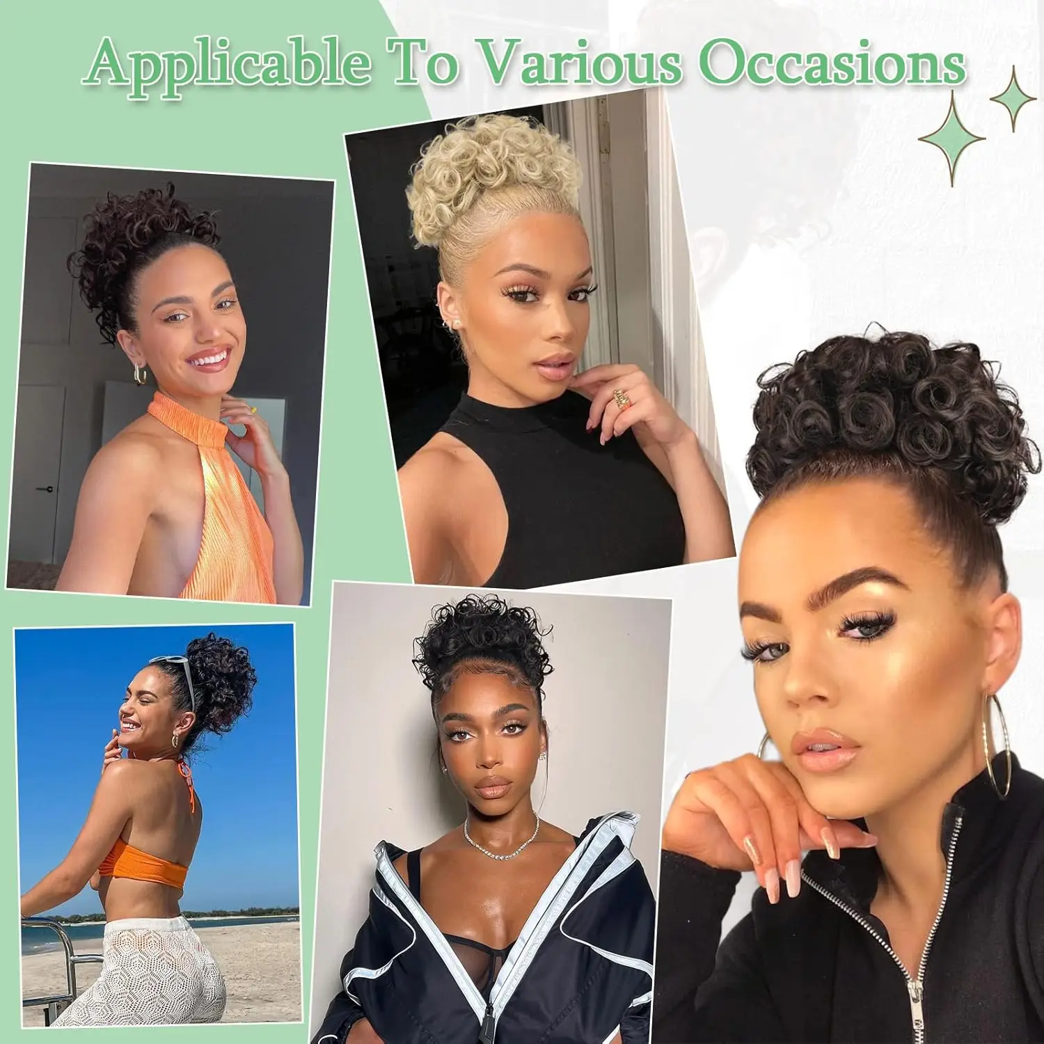 Coques de cabelo cinza encaracolado bagunçado pedaço de cabelo clipe em pedaços de cabelo sintético para mulheres sal e pimenta bun extensões de cabelo grande onda