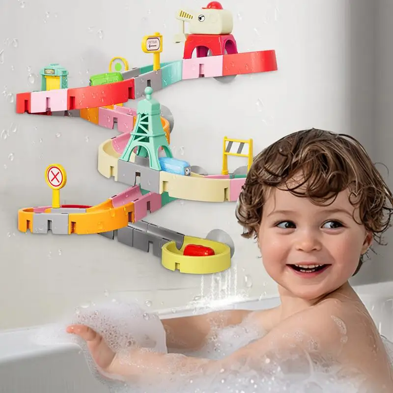 Scivolo giocattolo per vasca da bagno per bambini Ventose per vasca da bagno per bambini Giocattoli da bagno scivolosi interattivi per bambini dai 4 ai 8 anni
