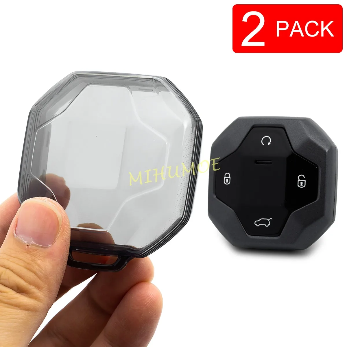 حافظة مفتاح السيارة عن بعد شفافة لـ Jetour T2 2024 2025 بولي يوريثان 4 أزرار غطاء حامي ملحقات أسود/واضح 2 قطعة #1