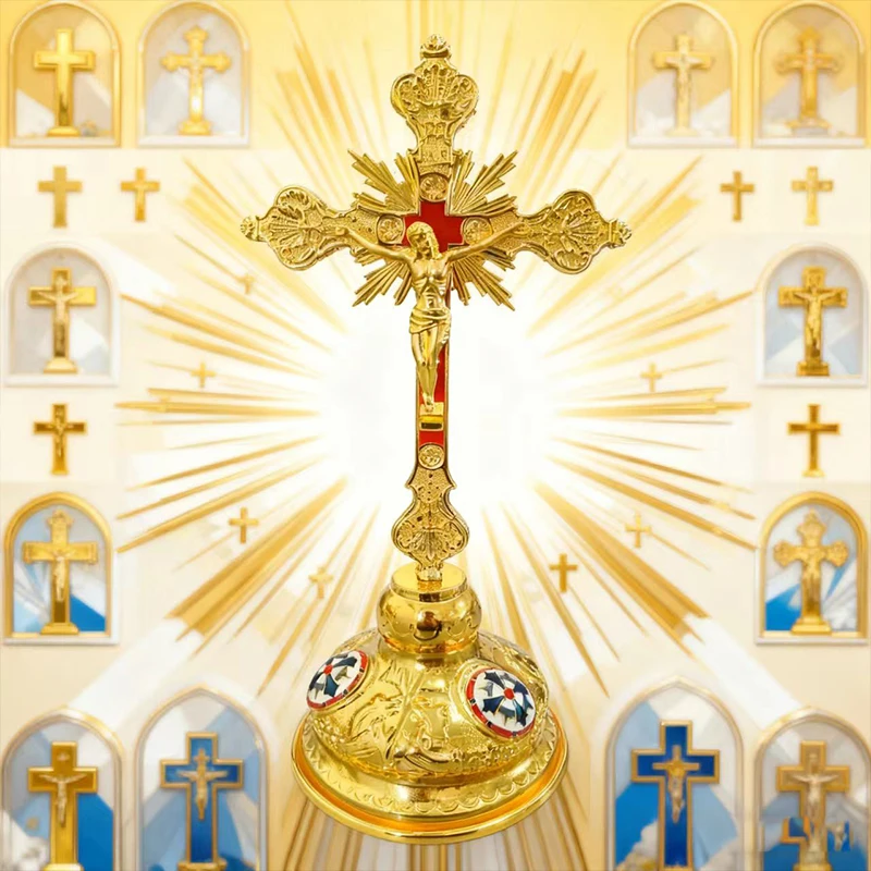 Neues 2026 Orthodoxes Kreuz Jesus-Kruzifix Christliche Orthodoxe Kirchenutensilien Kirchen- und Heimdekoration Jesus-Kreuz für religiöse Rituale – Detail 6