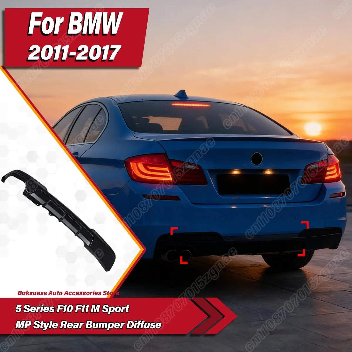 

Для BMW 5 серии F10 F11 M Sport 2011-2017: задний бампер в стиле MP, диффузор, сплиттер, обвес из АБС-пластика