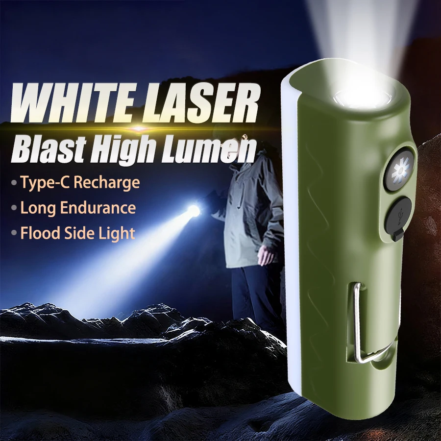 

USB-C Rechargeable Handheld Flashlight, Powerful LED Torch & Flood Light with RGB Modes, Waterproof Outdoor Emergency Lantern