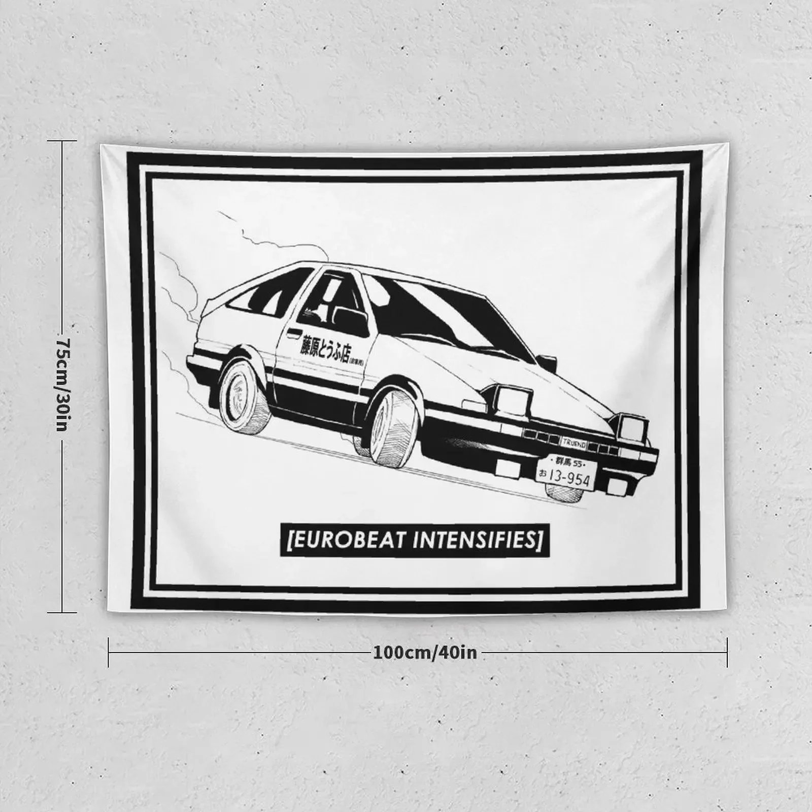 Eurobeat Intensifies AE86 Kansei Dorifto Initial D Car Tapestry Decoration For Home Wall Art Tapestry