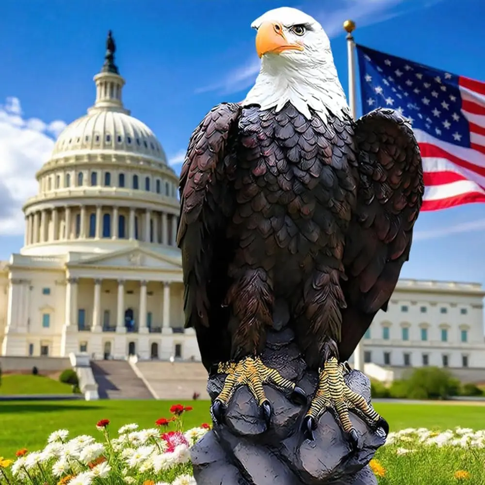 Garden Eagle Statue Bald Figurine Outdoor Large American 24 Inch
