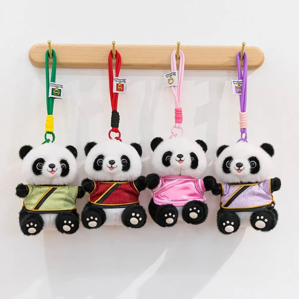 Silk Hanfu Panda Plush Toy Chinese Style Keychain Plush Panda Pendant Cartoon Home Decor Stuffed Animal Toys for Children