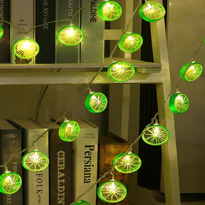 Fruit Lemon String Lights, 10 LED, 1.5m, Piscando, Guirlanda, Lâmpada de parede, Alimentado por pilhas, Interior, Iluminação Exterior, Luz Noturna