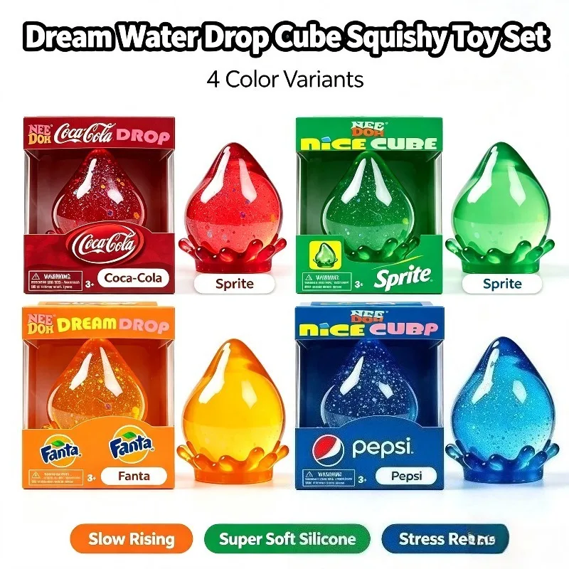 New Arrival Popular Dream Water Drop Cube Squishy Toy Slow Rising Stress Relief Super Soft Silicone Squeeze Fidget Toy