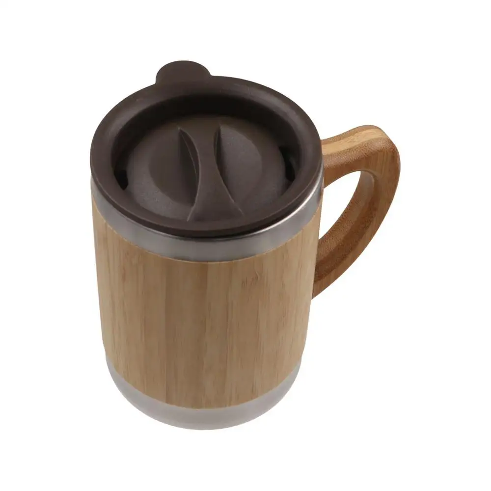 Retirement Gift Bamboo Thermos Insulated Mug 304 Stainless Steel 350/450ml Travel Cup Leak Proof Portable Office Cup Travel