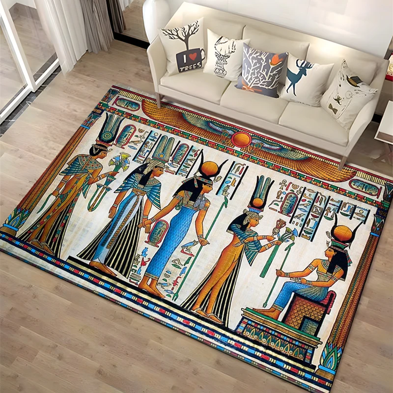 

Retro Ancient Egypt Pattern Rug Carpet For Living Room Non slip Parlour Sofa Large Area Rug Bedroom Kid Play Room Floor Mat Gift