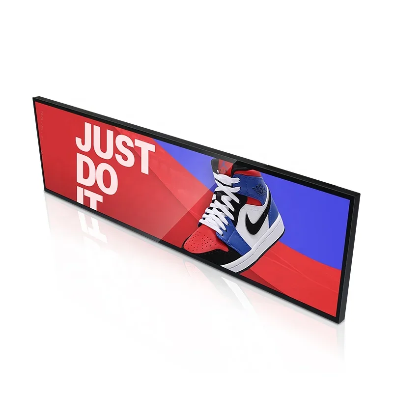 Wide Screen Stretched Display Long LCD Shelf Strips Digital Edge Bar Screen  Stretched Shelf Display