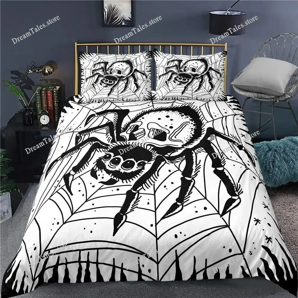 Skull Bedding Set Boho Gothic Skull Skeleton Bones Duvet Cover Bedroom Single Twin King ​Size Quilt Cover Home Textile