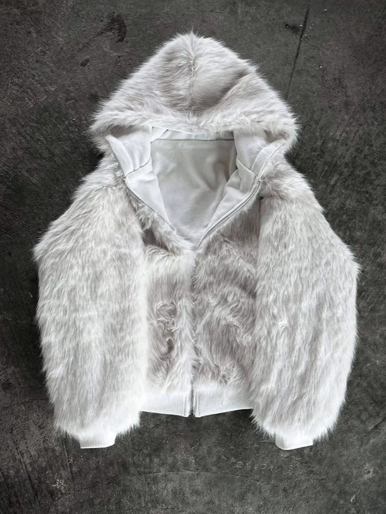 

Y2K Мужская флисовая куртка с капюшоном, пальто, уличная одежда, мужские винтажные флисовые меховые пальто, осень-зима, теплая уличная повседневная верхняя одежда