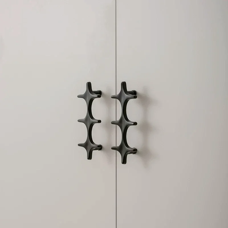 Türgriffe Kleiderschrank Schlafzimmer Küchenschrank Kreuzgriffe Schwarz Massives Messing für Möbelbeschläge Minimalistische Schrankgriffe – Detail 5