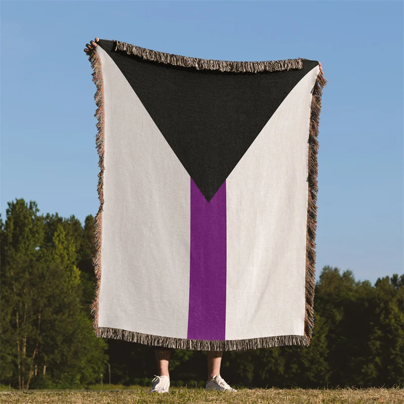 Gaslight Gatekeep Girlboss Demisexual Pride Flag LGBT Rainbow Jacquard Fringed Woven Throw Blanket