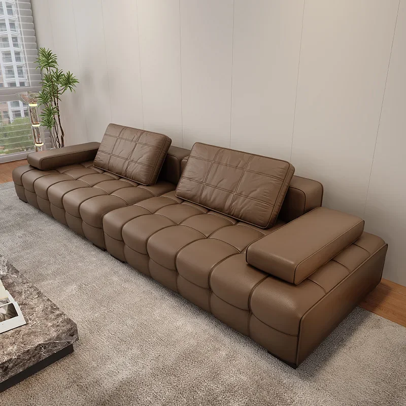 Modern Nordic Living Room Sofa Italian Genuine Leather Couch L-shaped Sectional Lazy Sofa Sets for Home Furniture Seating Room