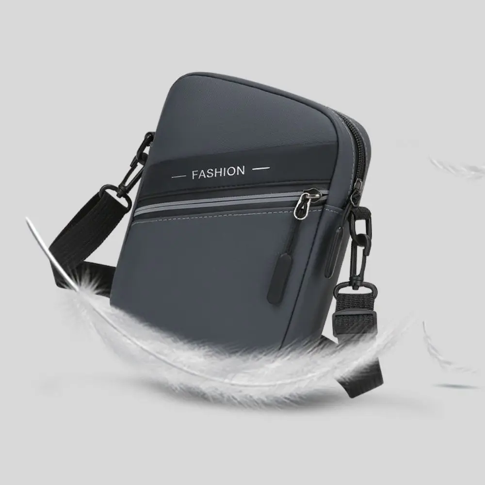 Fashion PU Leather Men's Shoulder Bag Large Capacity Zipper Closure Crossbody Bag Waterproof Messenger Bag Camping
