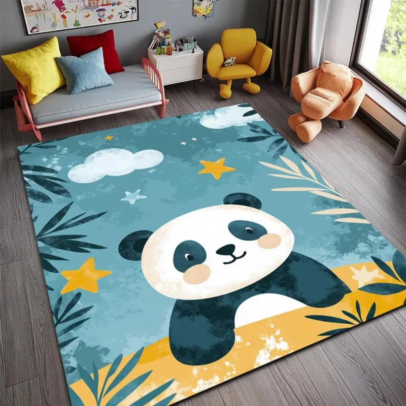 

Fresh and Cute Pandas Rug for Living Room Super Soft Carpet Children Game Mat Rectangular Home Decoration Doormat Floormat