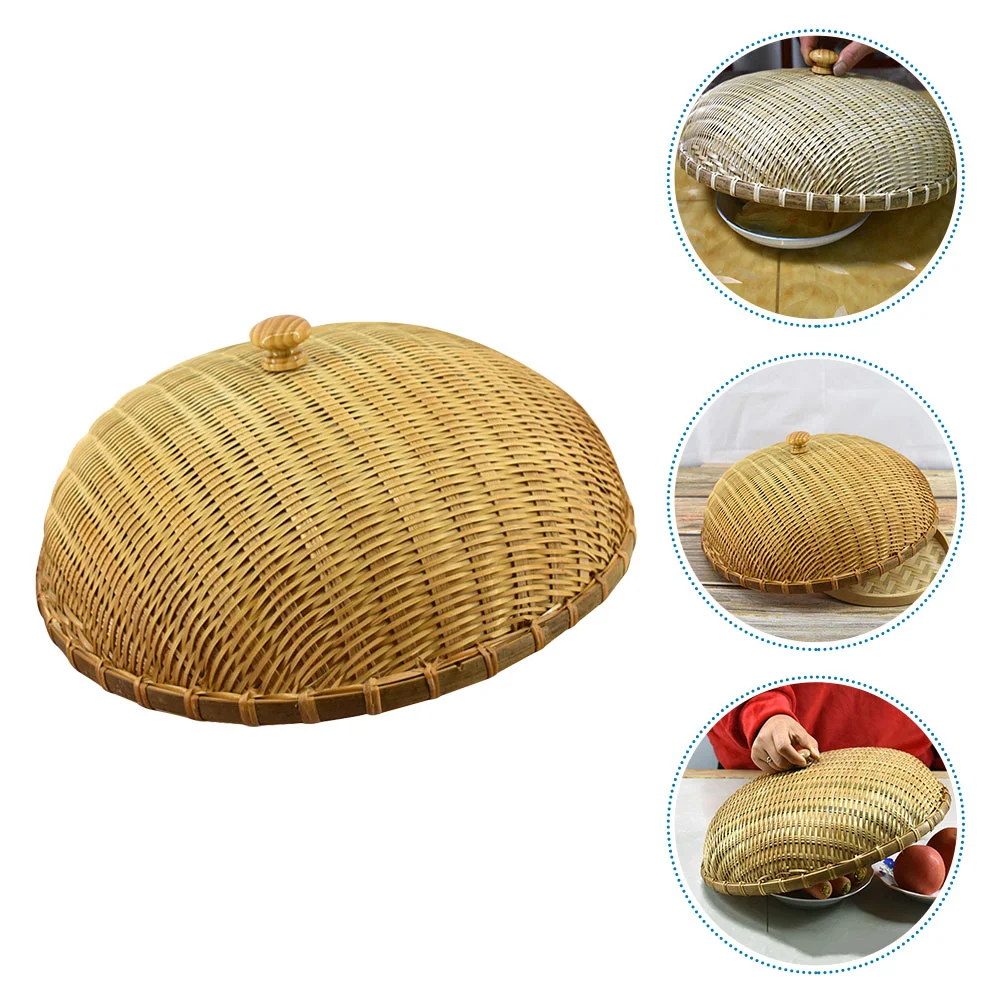 Rattan Food Cover Tents Protection Beige Bamboo Weaving Dinning Table Covers Basket