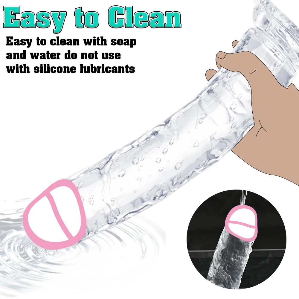 Transparent Big Dick 6 Sizes Realistic Jelly Dildo Soft Vaginal Masturbators Women Gay Penis Anal Sex Toys Suction Cup view 5