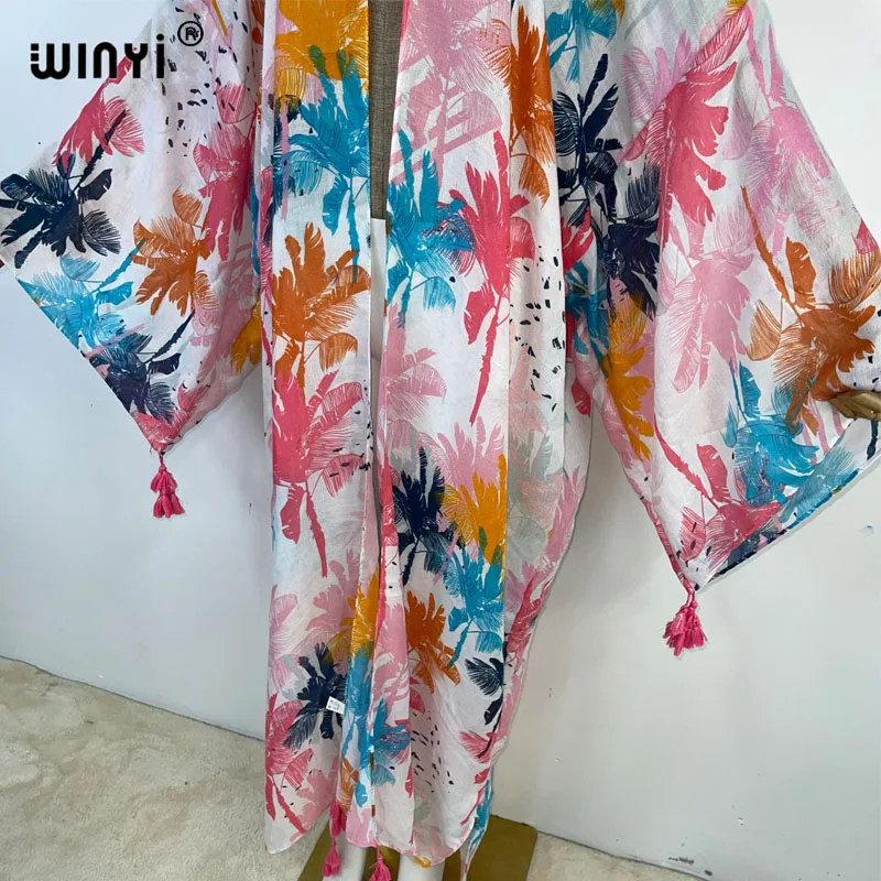 WINYI Africa new summer print Women Cardigan Loose Long Dress Cocktail Party Boho Maxi beach Holiday Swimming Cover Up Kimonos