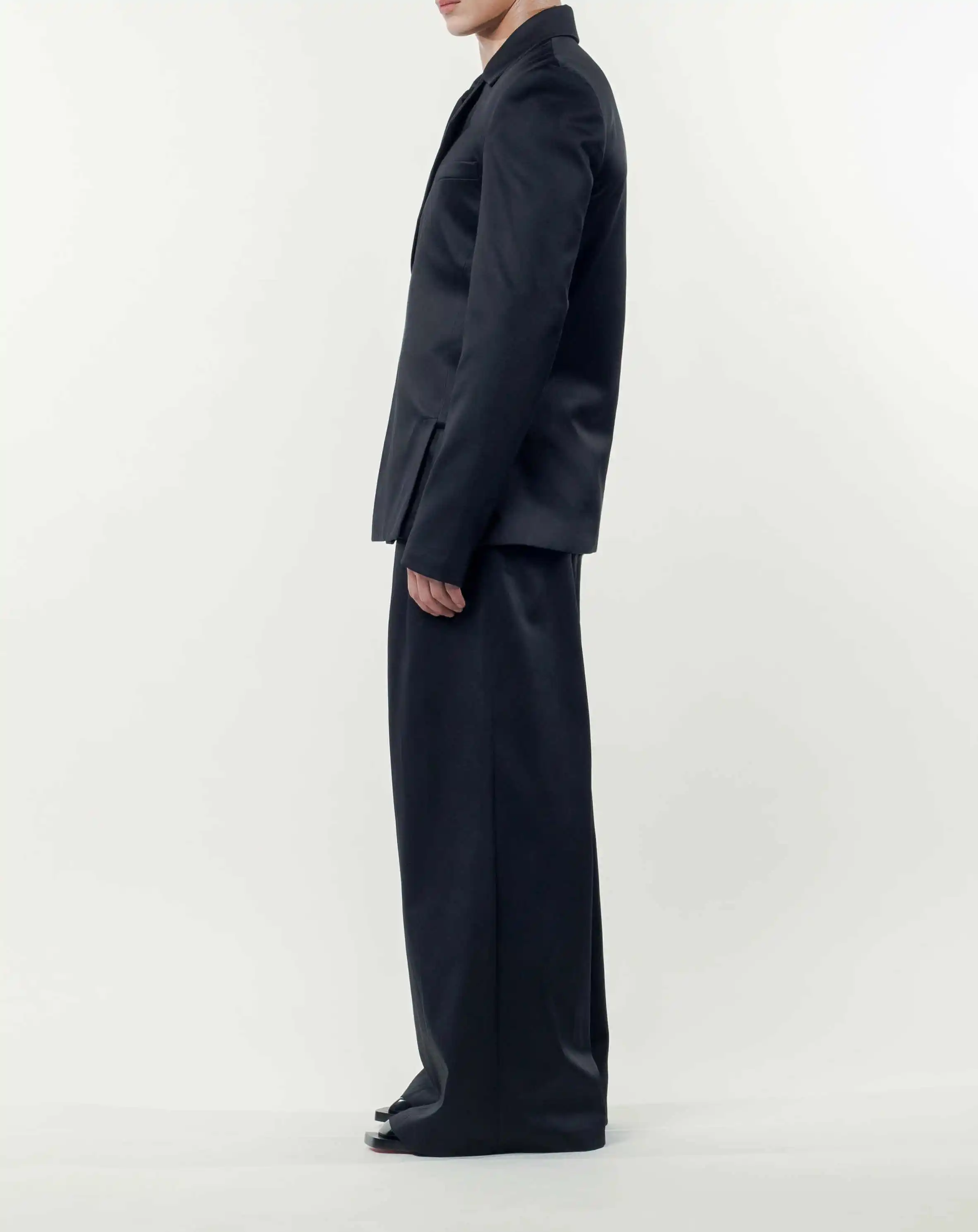 Men's Suit Double Breasted Satin Set Oversized Blazer and Wide-Leg Trousers Fashion Casual Formal Outfits for Streetwear Party