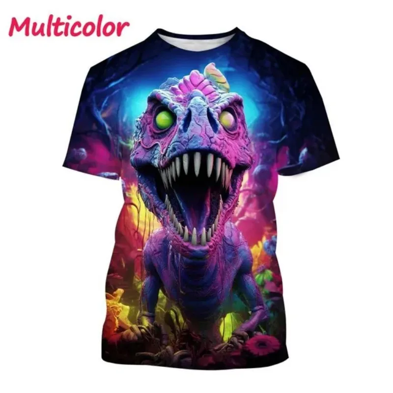 Tyrannosaurus Rex 3D Printed T-shirt Dinosaur Animal Men and Women Print Round Neck Short-sleeved Casual Cosplay Men\'s Clothing