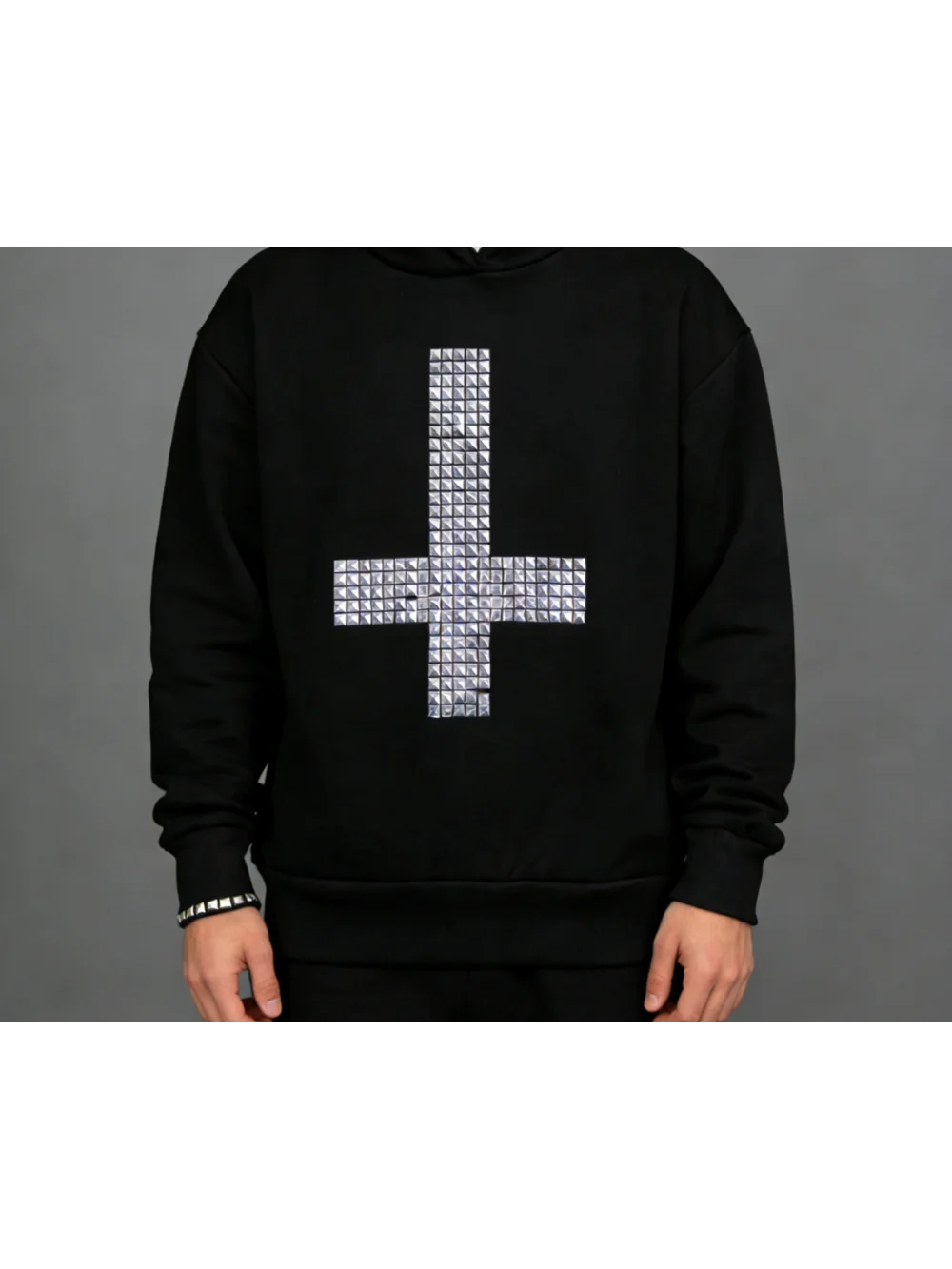 

2026 New Y2K Street Trendy Hoodie with Personalized Cross Print Long Sleeve Hoodie Casual Coat Neutral Fashion Punk Hip Hop