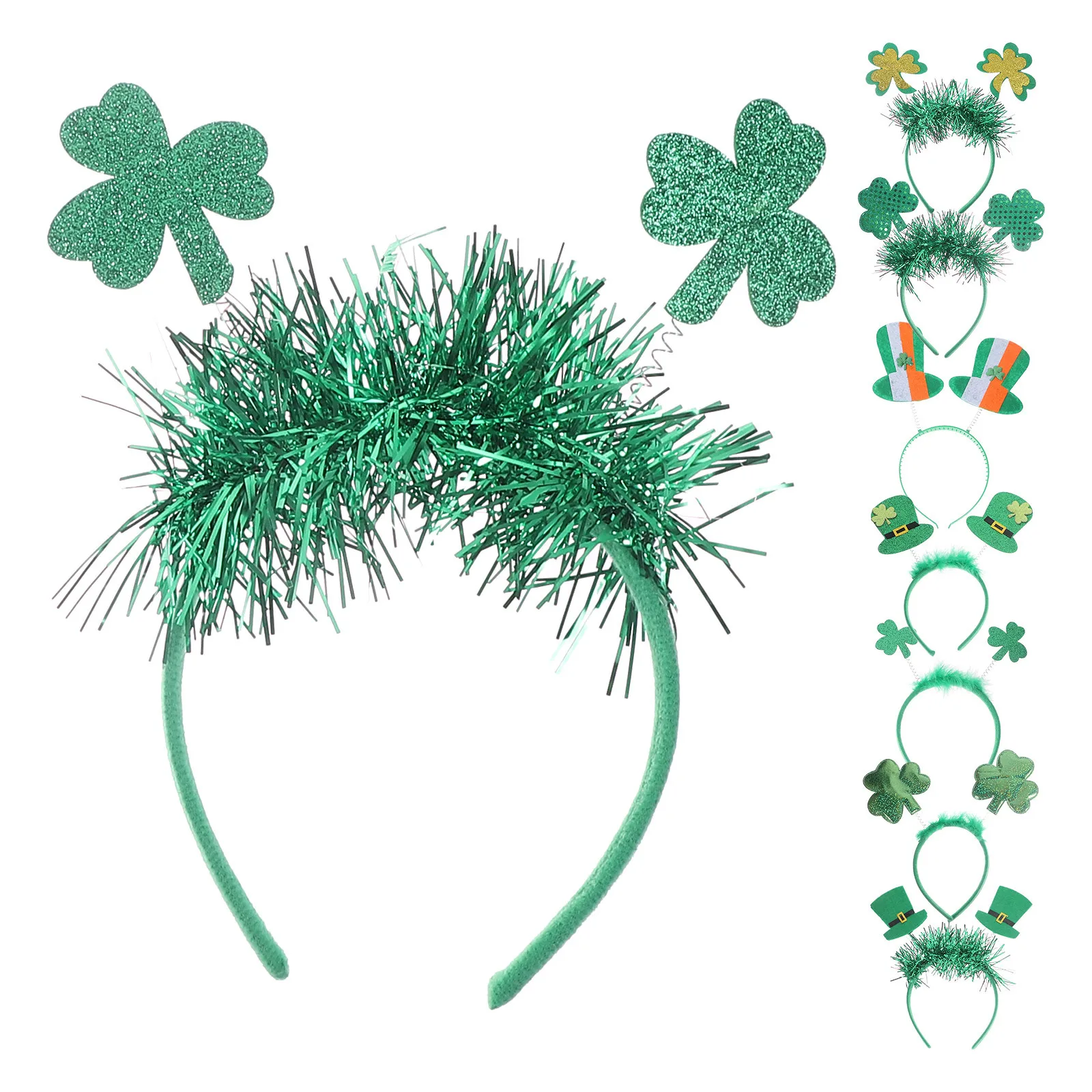 

8Pcs Shamrock Headband Soft Comfortable St Patrick Day Accessories Party Hairband Decoration Holiday Headband
