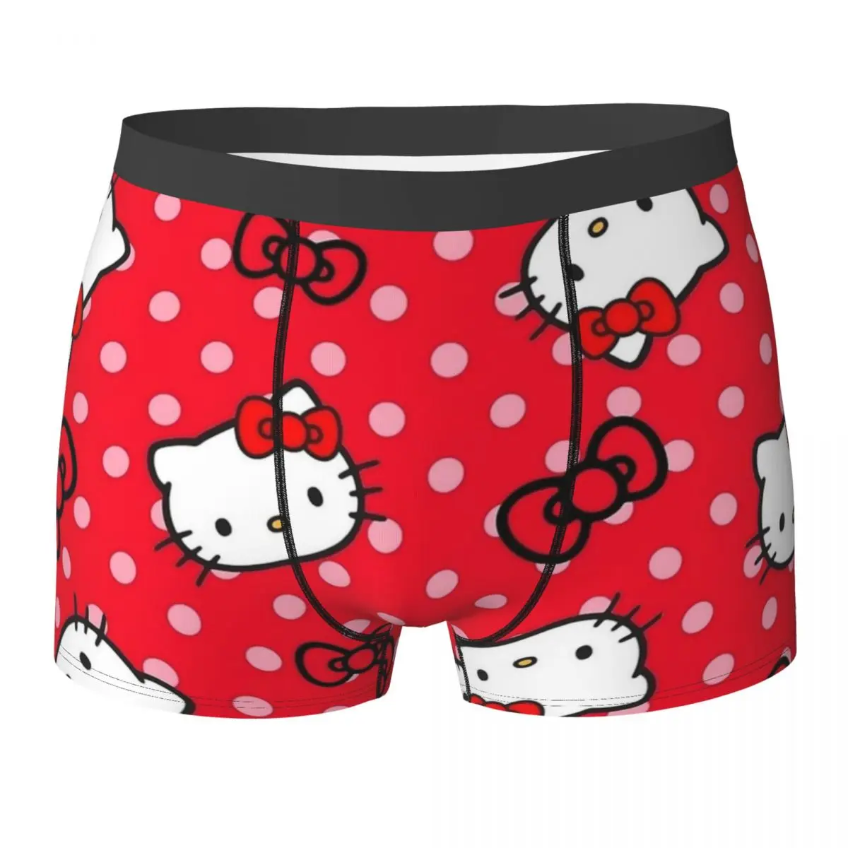 

Cute Hello Kitty Polka Dot Pattern Underwear Pouch High Quality Boxer Shorts Boxer Brief Breathable Males Panties Plus Size