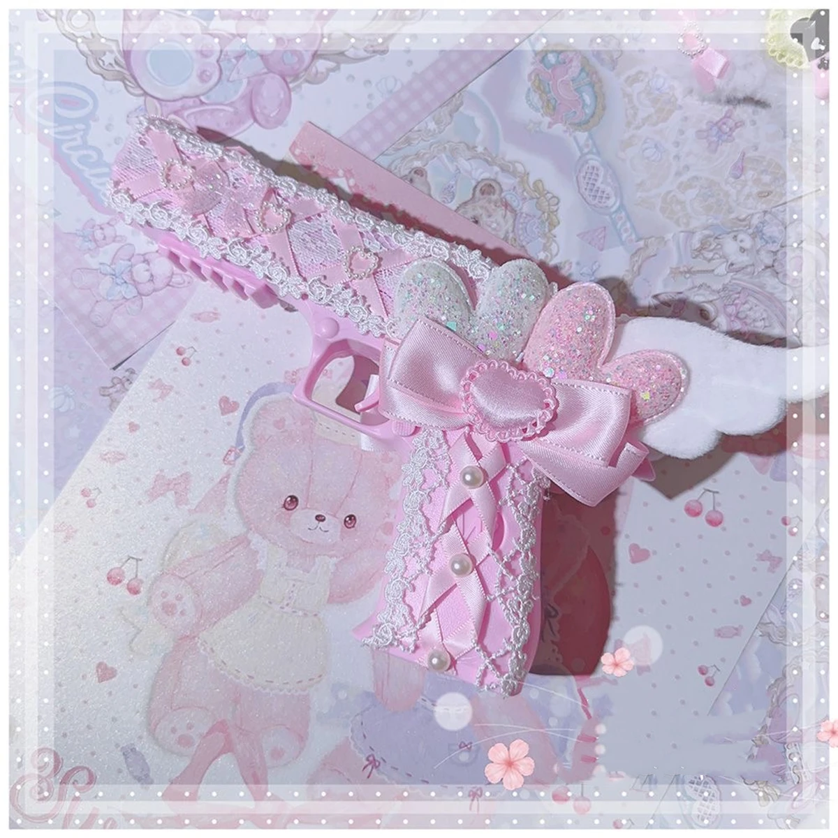 Lolita Pistol Toy Gun Model, Cannot Shoot Comic-Con Photo Props, Sweet Girls Handmade Cosplay for Girls, Outdoor Birthday Gifts