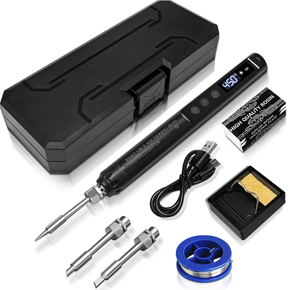 Mini Portable Digital USB Soldering Iron LED Display Rechargeable Battery DIY Electronics Home Appliance Repair Soldering Kits