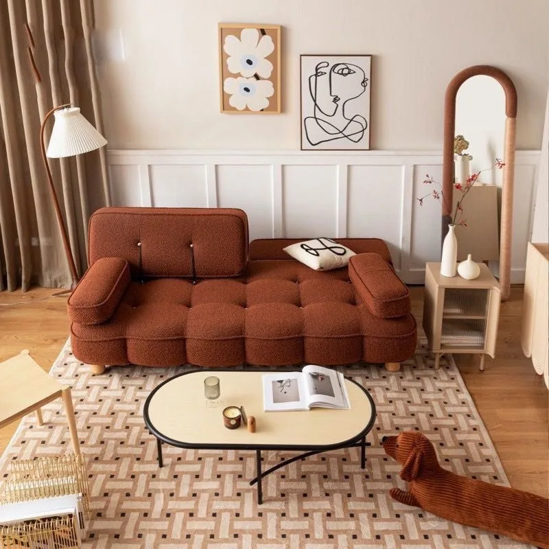 Nordic small apartment simple design modern fabric three-person sofa minimalist foldable multi-functional cookie sofa bed