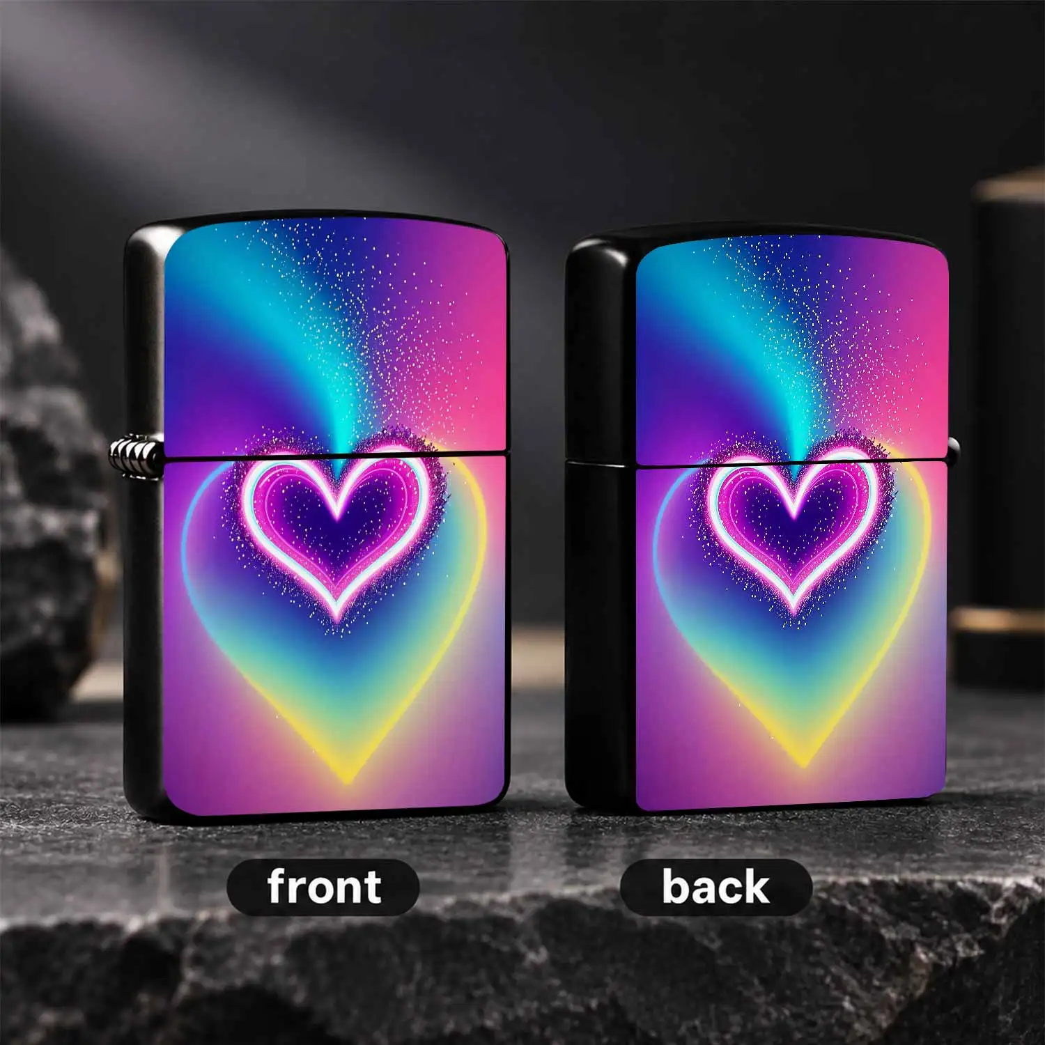 Stylish Gradient Neon Heart Lighter, Sparkling Starry Glow Design, Portable Exquisite Pocket Igniter, Ideal For Daily Use, Dating, Gifting, Party Vibe Creating, Versatile Cute Accessory For All Scenarios A Humorous And Interesting Lighter