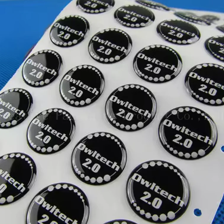 Customized 3D printed epoxy resin transparent label with strong adhesive dome sticker, transparent epoxy dome sticker