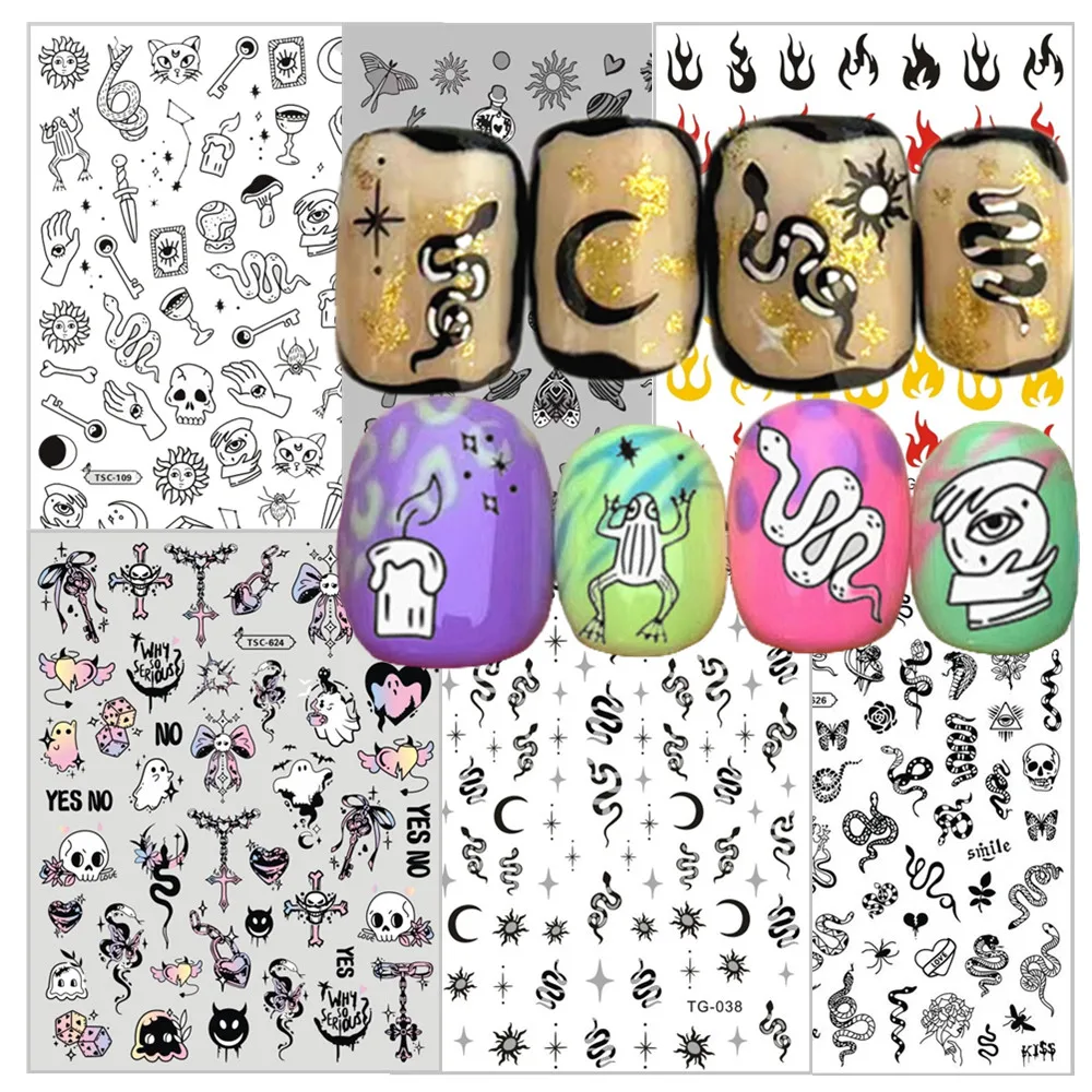 

TSC-109 Snake flame laser slivery 3D Nail Art Sticker Stamp Decal for DIY Nail Fashion