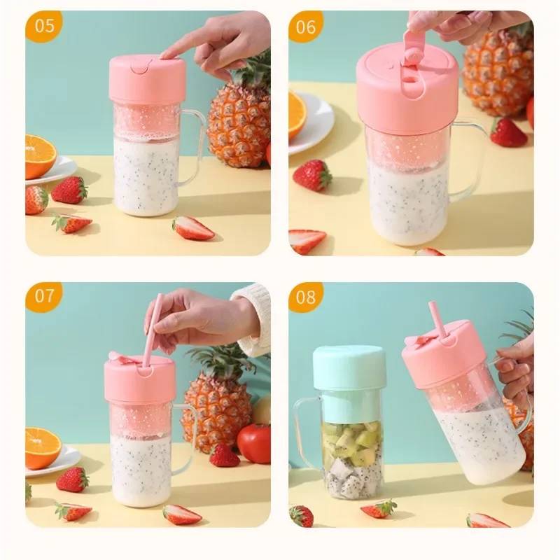 Straw Juicing Cup Wireless Home Juicer Rechargeable Wireless Portable Juice Machine Travel Cup Fresh Juice Smoothie Blender