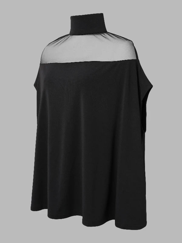 Women's Bat Sleeve See-through Turtleneck Shirts, Women Clothes