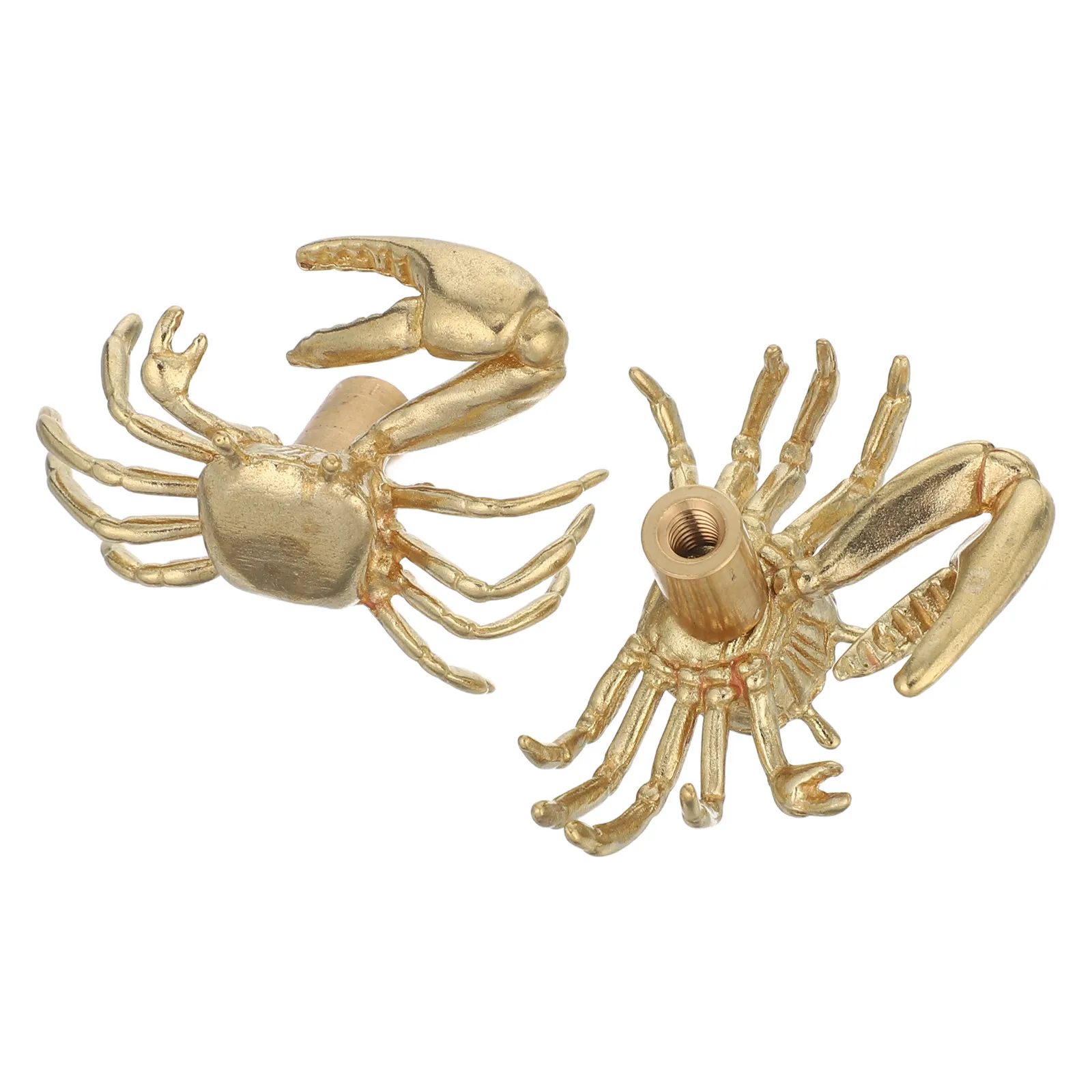 2Pcs Brass Crab Cabinet Handles Creative Nautical Themed Drawer Pulls Wardrobe Dresser Hardware