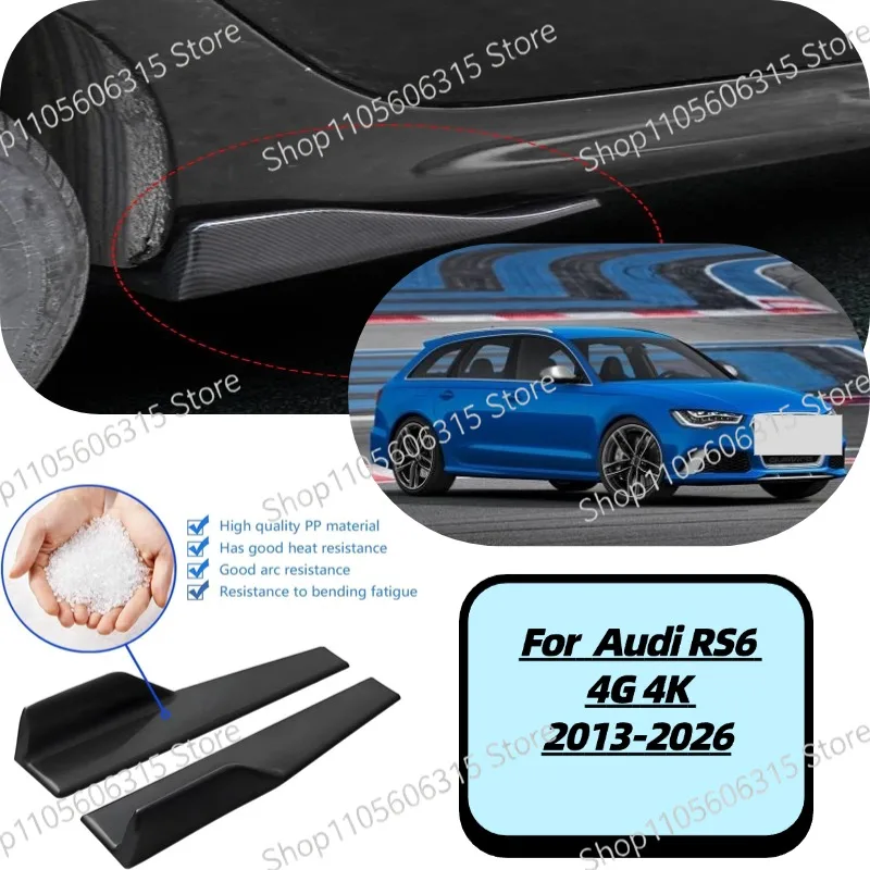 48cm Rear Bumper Splitter Apron Spoiler Side Skirt Extension Lip For Audi RS6 4G 4K 2013-2026 Car Styling Accessories