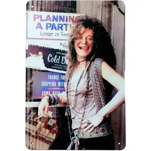 1p,Janis Joplin Vintage Metal Sign 60s Rock  Roll Retro Poster Tin Sign Decor