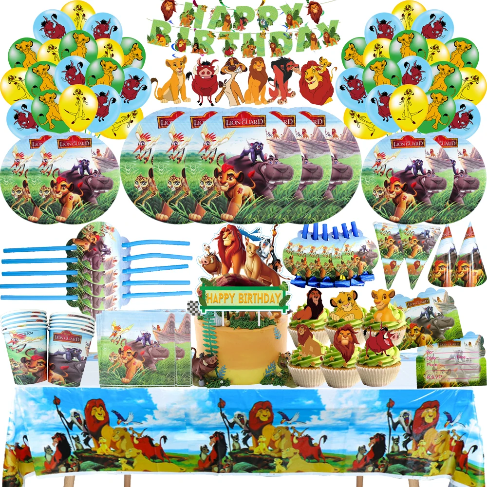 

Lion King Simba Kids birthday Party Decorations Paper Disposable Tableware plate Balloon For Boy Baby Shower party Decor Supplie