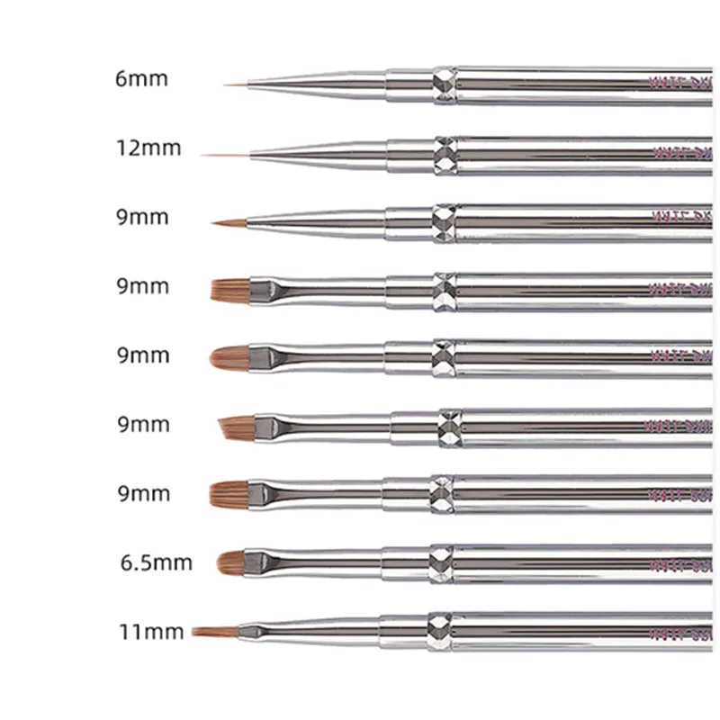 Penna per nail art con manico trasparente a 9 stili, penna per colorare, grande, quadrata, rotonda, per terapia della luce, penna per disegno delle unghie, penna per fiori