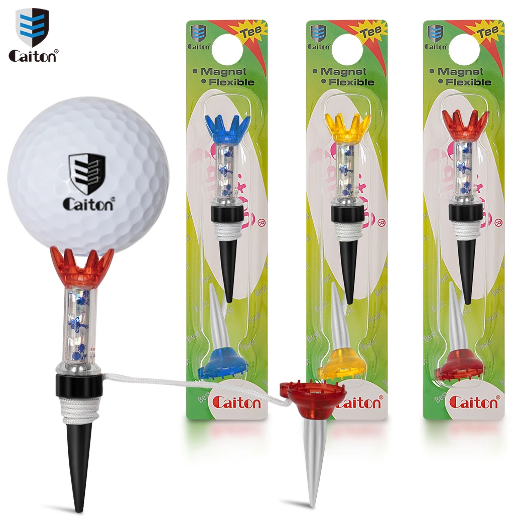 Caiton Golf Ball Tee – 2-3/4 in, Durable Metal Spikes, 3 Colors, Enhances Accuracy & Distance, Must-Have Golf Gear