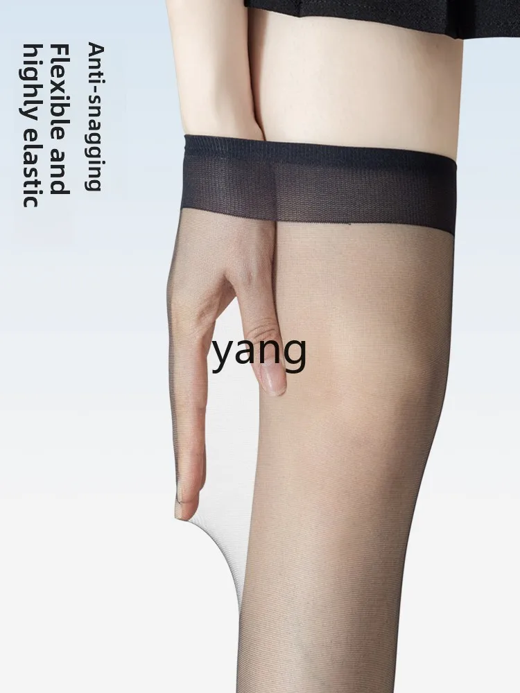 CX summer thin anti-hook silk high-transparency skin knee socks black non-slip stockings