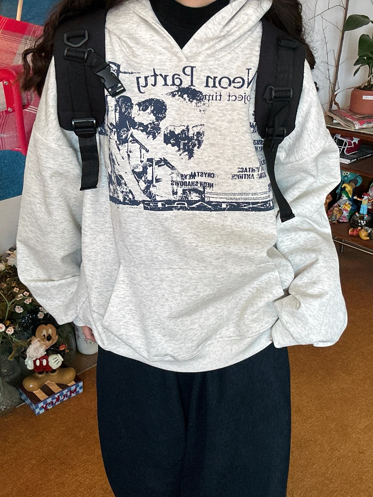 

Ретро-худи с американским принтом, новинка весенней коллекции, повседневный уличный топ для женщин, свободный крой, длинный рукав