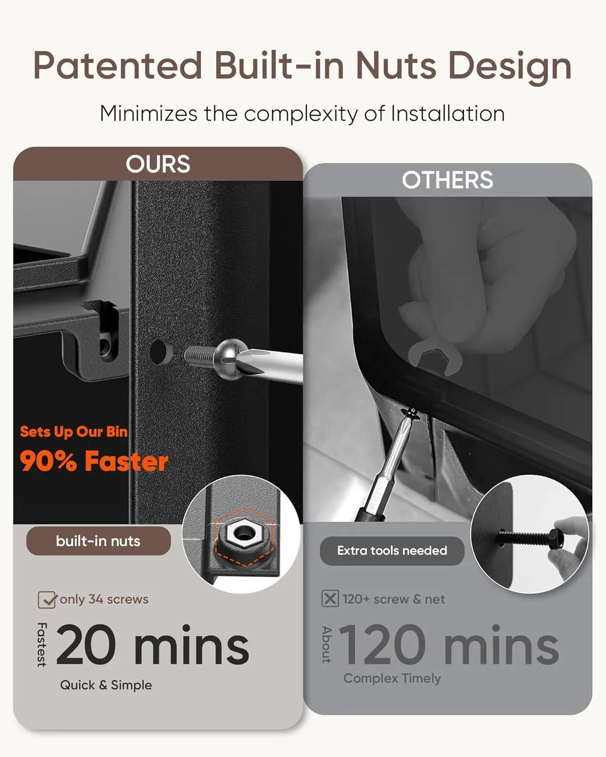 43 Gallon Dual Chamber Tumbling Composter, Fast Assembly Outdoor Rotating Compost Bin for Garden Backyard